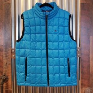 Tommy Hilfiger Mens blue down vest size L EUC